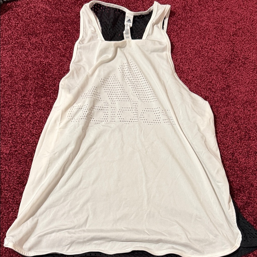 Adidas White Racerback Tank with Perforated Logo size medium